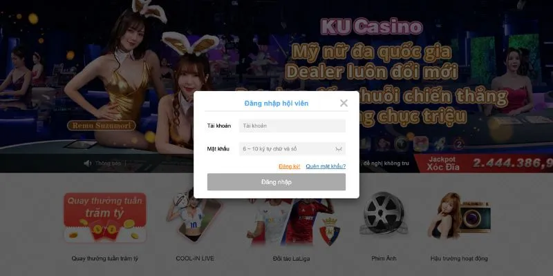 Nhập chính xác dữ liệu đăng nhập Kubet88